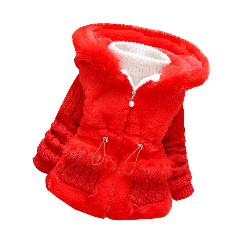 New Autumn Winter Girls Coat Cotton Jacket Thick Fake Fur Warm Jackets For Clothes Casual Hooded Kids Outerwear | Детская одежда и