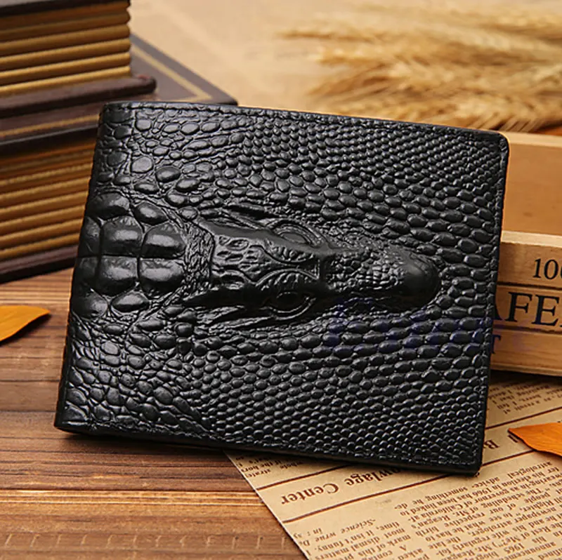 

THINKTHENDO Fake Crocodile Gator Men's Leather Wallet Pockets ID Credit Card Clutch Bifold