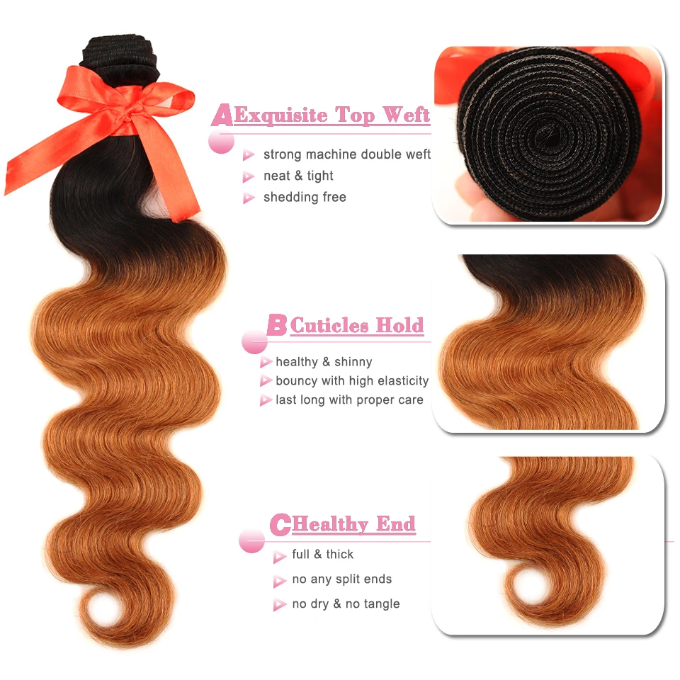 Pinshair Ombre Blonde объемные волнистые пучки с закрытием 1B/30 бразильские Nonremy Human Hiar