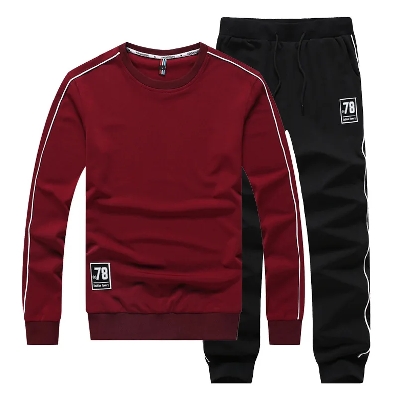 

Yauamdb Men Set 2017 Winter Autumn Size M-4xl Male Pullover Two Piece Suit Sweatshirts+pants 2 Pcs O-neck Solid Sportswear Y80