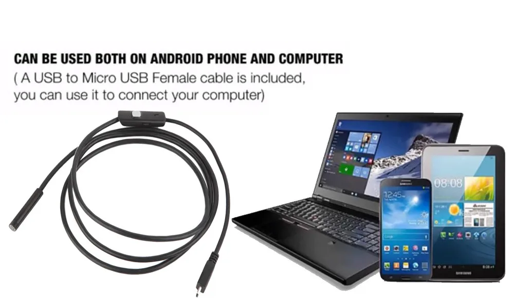 5,5 мм объектив 1 м/1,5 м/2 м/5 м жесткий кабель Android USB эндоскоп камера светодиодный светильник Borescopes камера для ПК Android телефон