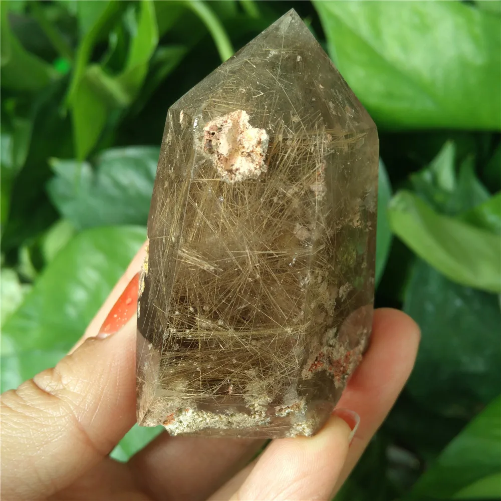 Натуральный Золотой Рутиловый кристаллические палочки Волосы КВАРЦ башня