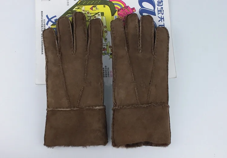 2014 мужская овчины перчатки теплая зима пальцы фабрики сразу бесплатная