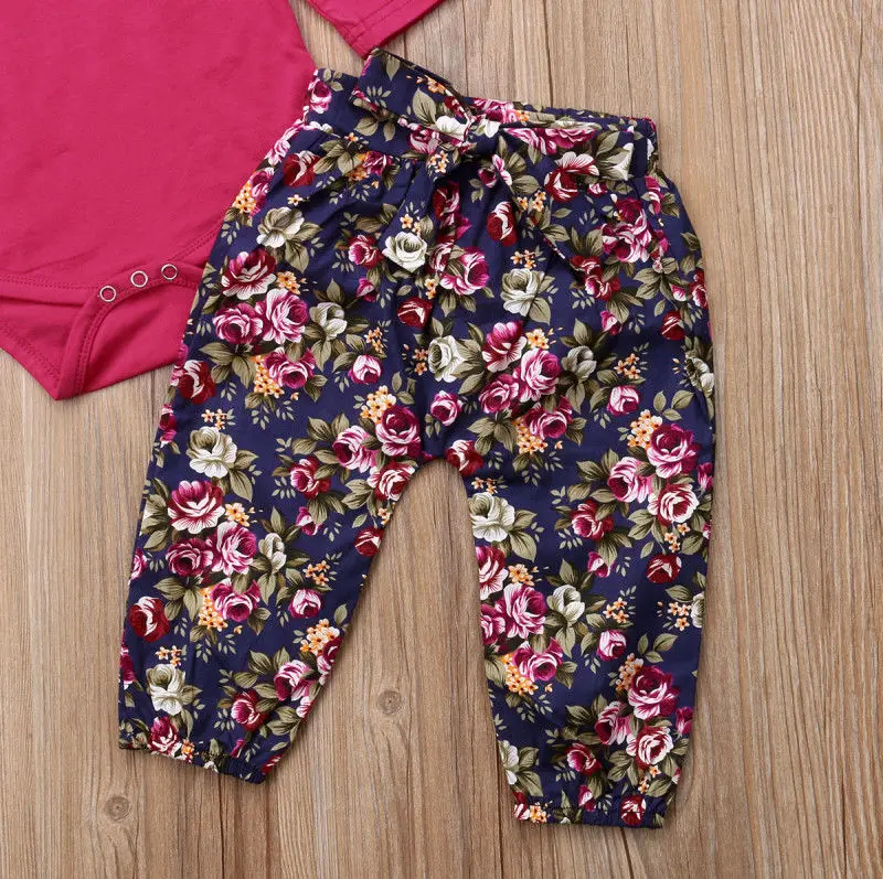 3 предмета милые топы для новорожденных девочек комбинезон с цветочным рисунком