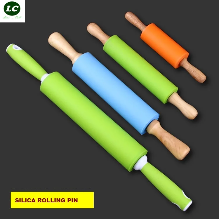 Скалки силиконовые ролики антипригарные для муки деревянная ручка|rolling pin|silicone