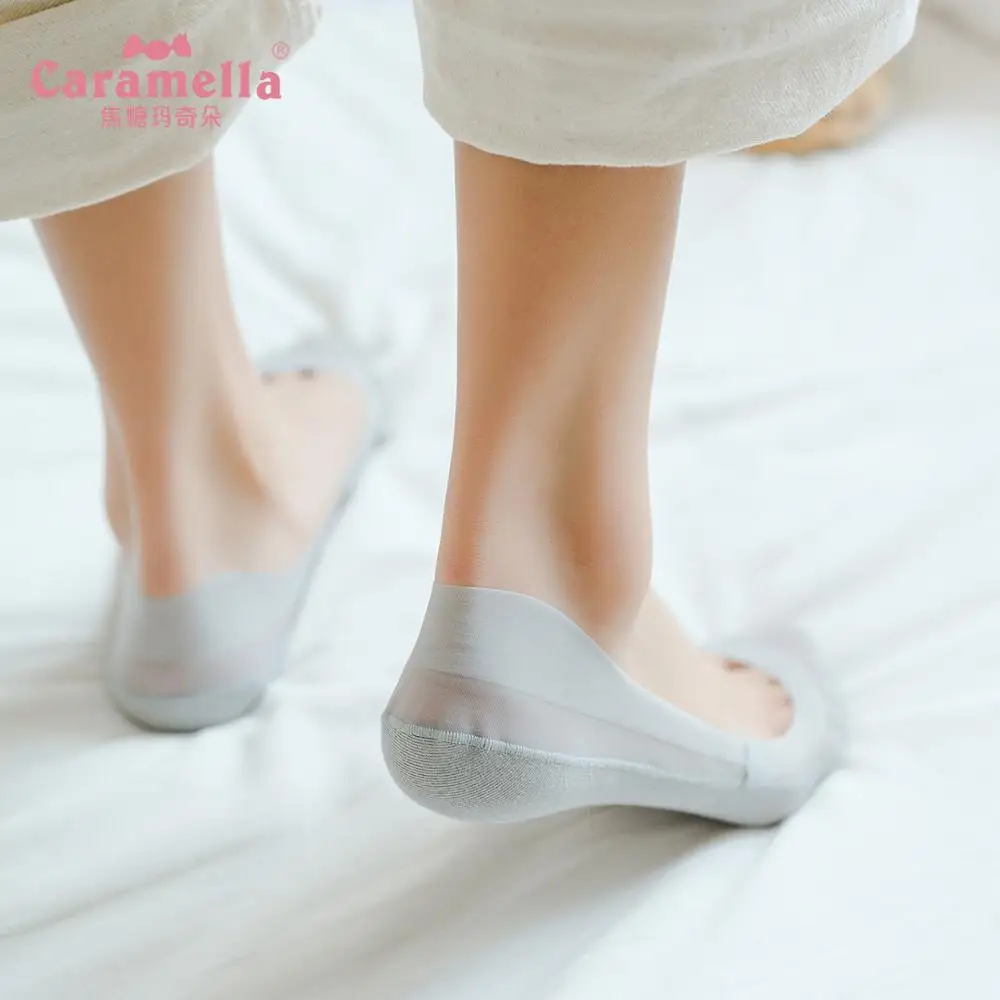 Caramella Top Quality Hot Sale Women Socks Cool No Allergy Summer Transparent Ice Skin Boat Girls Nylon Breathable | Женская одежда