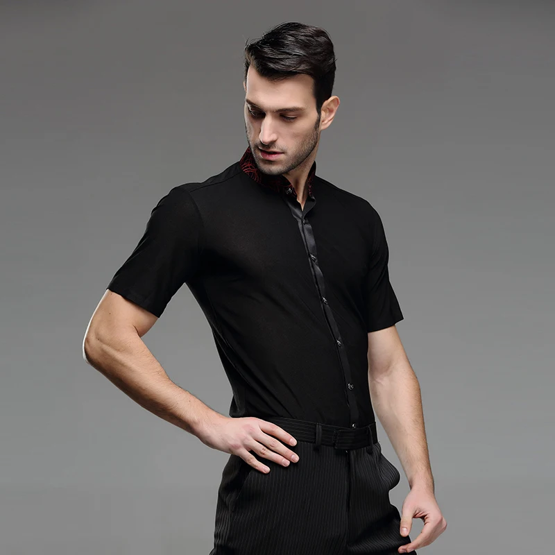 

men's practice standard modern dance Latin short sleeve shirt