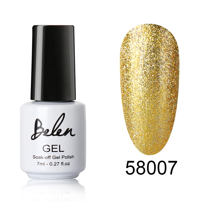 58007 Belen 7 мл Супер Bling гель для ногтей с блестками лак УФ светодиодный полуперманентный Гибридный Soak Off Платиновый цвет Лаки основа Топ - Цвет: 58007