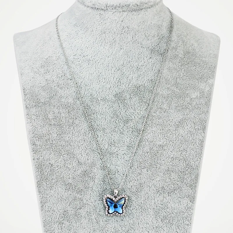 Ожерелье с подвеской-бабочкой Neoglory Синие стразы чокер для женщин 2020 | Украшения и