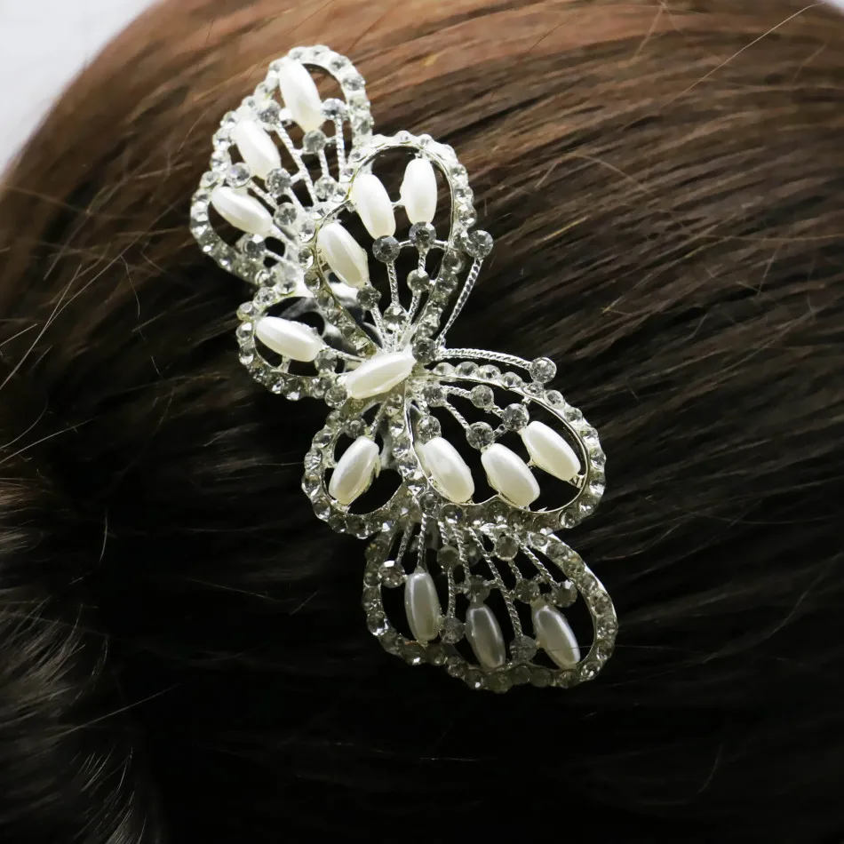 Новинка заколка для волос в виде бабочки с кристаллами головной убор бантом