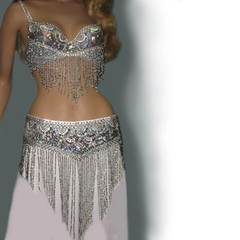 Сценический набор костюма для танца живота (бюстгальтер + ремень) Золотой и