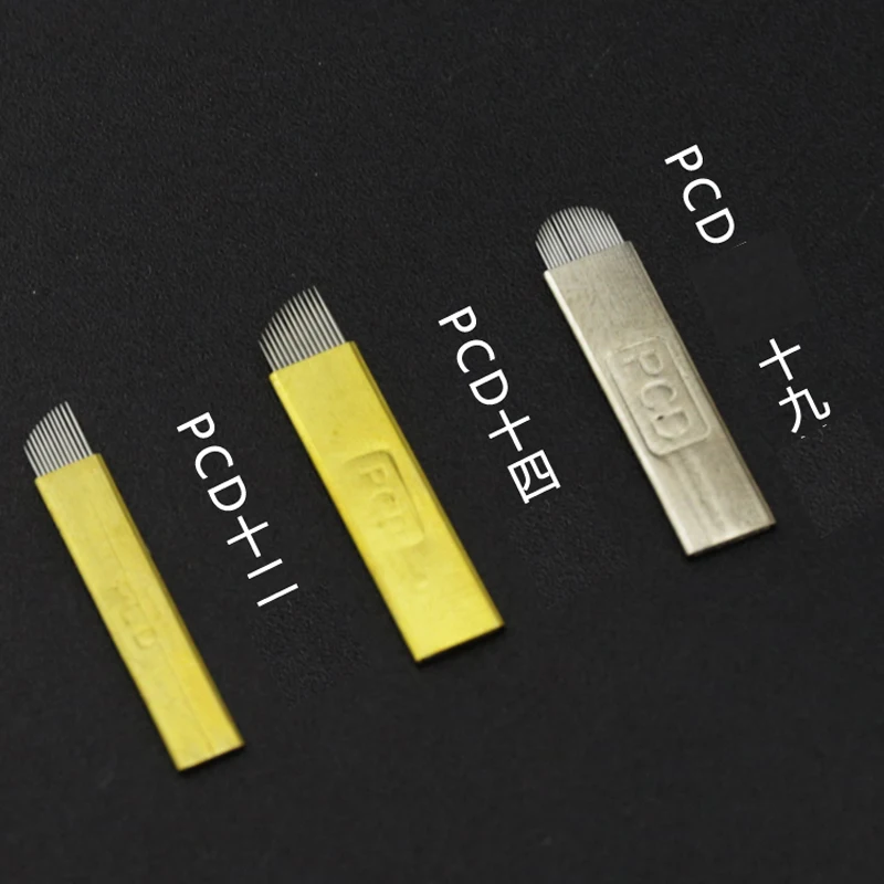 50 шт. PCD14 Pin Перманентный макияж бровей Тату лезвие микроблейдинг иглы для 3D