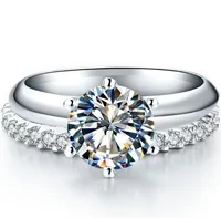 Gorgeous Real 18K 2.23CT Diamond Female Engagement Rings Set AU750 White Gold Jewelry Ring Set Wedding Rings