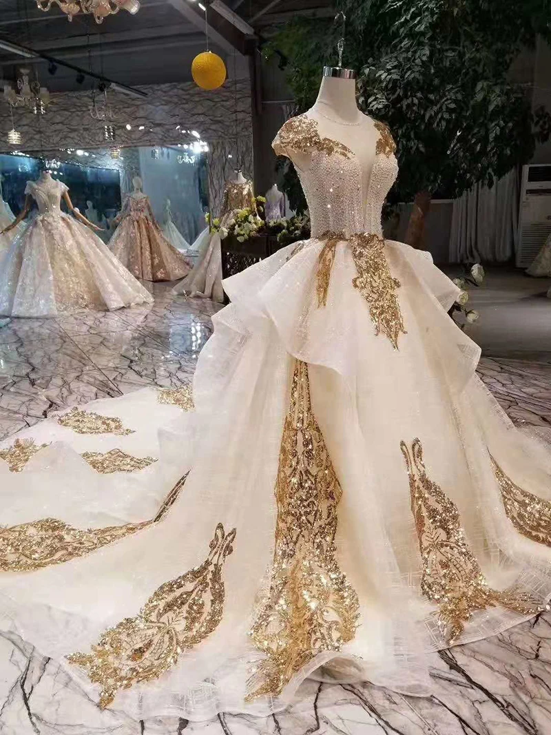 LSS418 vestidos de fiesta de noche элегантные вечерние платья Золотая Кепка с блестками рукава шнуровка сзади Дубай вечернее платье длинный поезд
