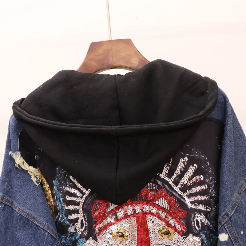 Новинка 2018 осенне зимние женские джинсовые модные куртки с капюшоном свободная