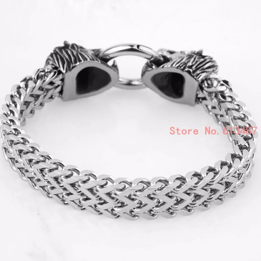 Silver Color Stainless Steel Wolf Head Shape Bracelet Bangle for Men Fashion Jewelry Free Shipping | Украшения и аксессуары