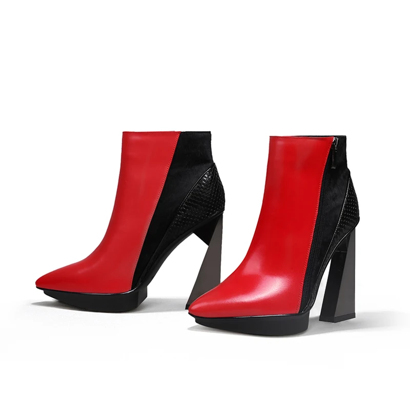 Сапоги Женские осенние ботильоны на молнии острый носок 11 см очень высоком