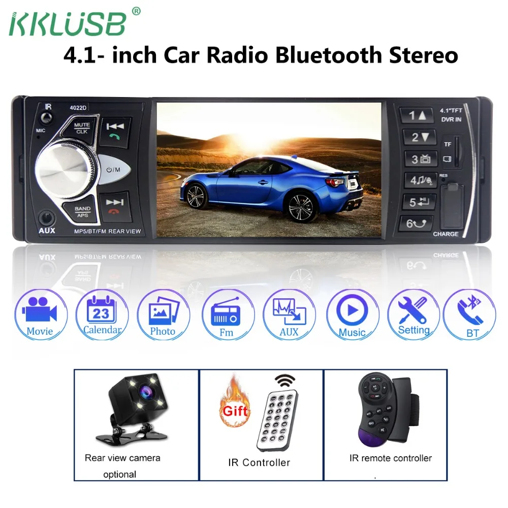 Автомагнитола Авто аудио стерео 4 1 дюймов Din FM Bluetooth 2 0 Поддержка камеры заднего