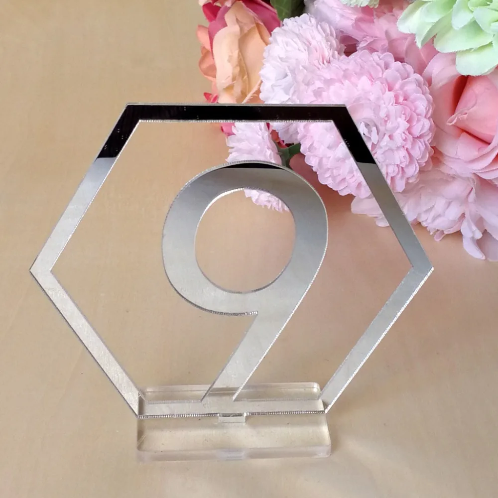 1-20 цифр акриловые знаки Свадебные шестигранные настольные цифры пластиковые