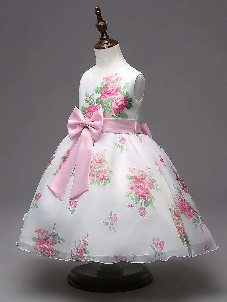 Весенние платья принцессы для девочек Розовые Бальные с розами Свадебное платье