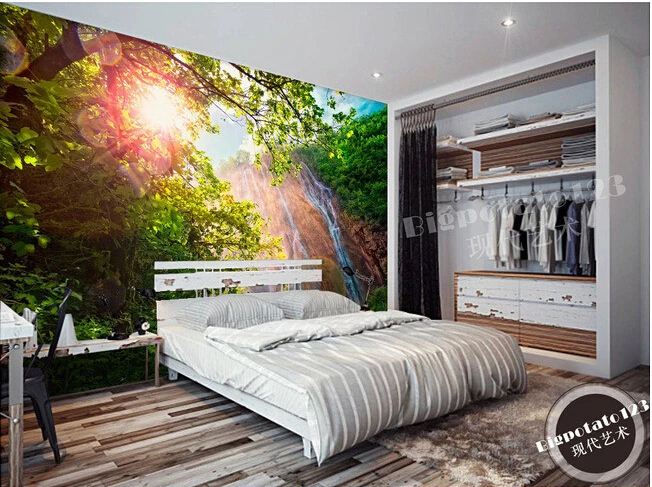 Новейшие 3D фрески мечта о солнце леса деревья камень водопад пейзаж гостиная