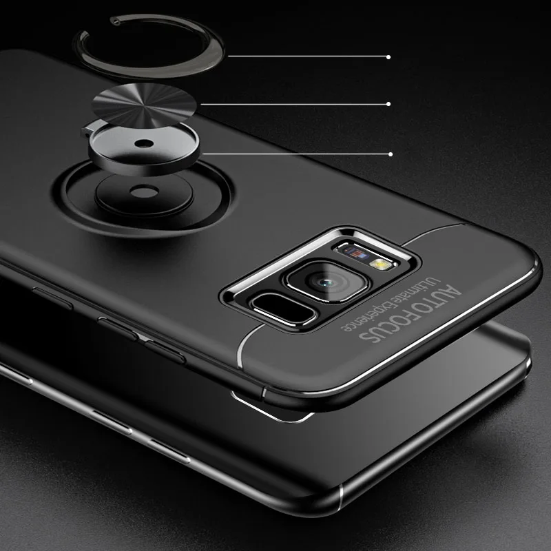 For Samsung Galaxy S8 Plus 360 Magnetic Bracket Finger Holder Stand Matte Soft TPU Case S7 Edge J2 J5 J7 Prime G530 |