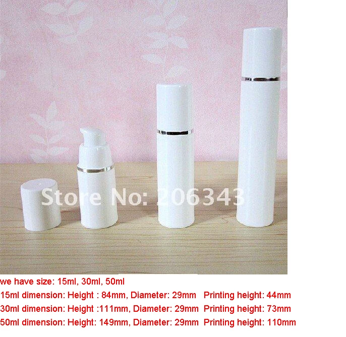 30 мл Белый безвоздушный вакуумный насос бутылка для лосьона с серебряной линией