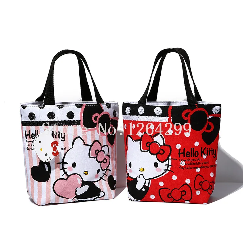 

New Fashion KT Girls Small Canvas Zipper Handbags Woman Lunch Bags