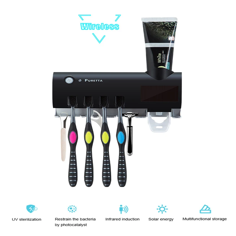 Антиbaterial держатель для зубной щетки дезинфицирующее средство с солнечной