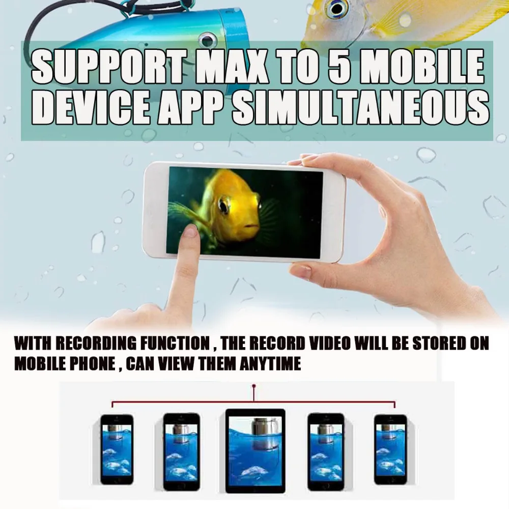 Дешево Подводный рыболокатор WF01WSL с кабелем 30 м/98 футов, английская рыболовная видеокамера, монитор с Wi-Fi, поддержка приложения IPhone, цветной дисплей