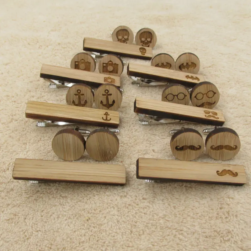 2017 горячие деревянные Запонки Галстуки клип наборы мужские усы якорь череп