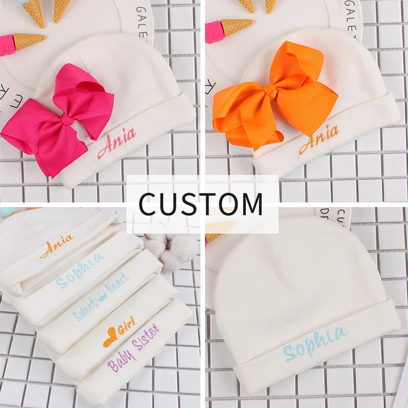 Customized Newborn Baby Hat Cute Bear Rabbit With Baby's Name Special Gift For Boys Girls Toddler Spring | Детская одежда и