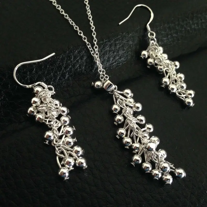 Ожерелье и серьги в форме винограда 18 дюймов|conjunto joyas de plata|conjunto joyasjoyas plata |