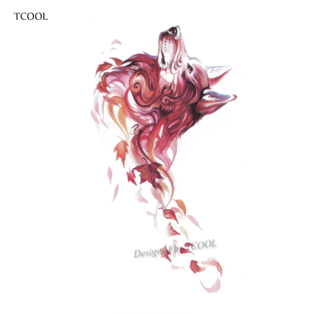 HXMAN водостойкие автоматические фальшивые татуировки акварельные волчьи для