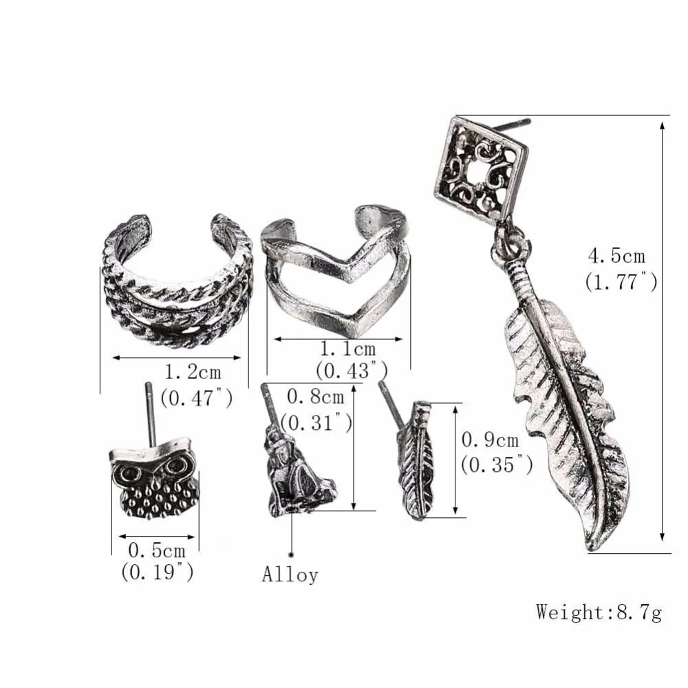 Тибетские модные маленькие панковские винтажные серебряные серьги гвоздики