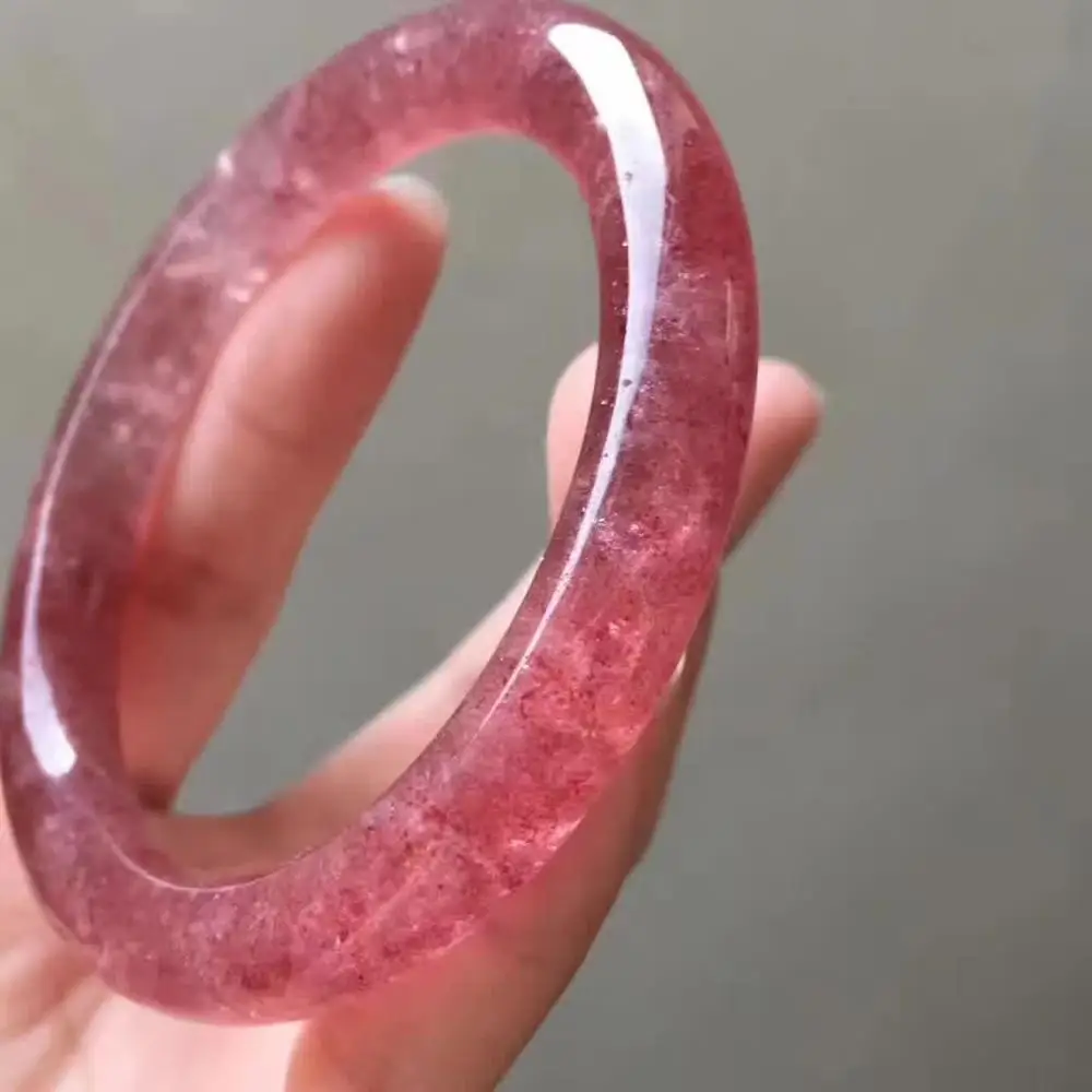 Free Shipping Natural Ice Strawberry Quartz Crystal Woman Round Bangle Inner Diameter 55mm | Украшения и аксессуары