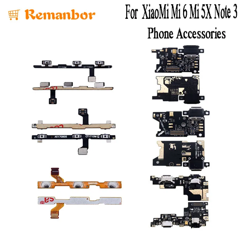 Remanbor For XiaoMi Mi 6 5X Note 3 Side Button Flex Power + Volume button Cable USB Board | Мобильные телефоны и