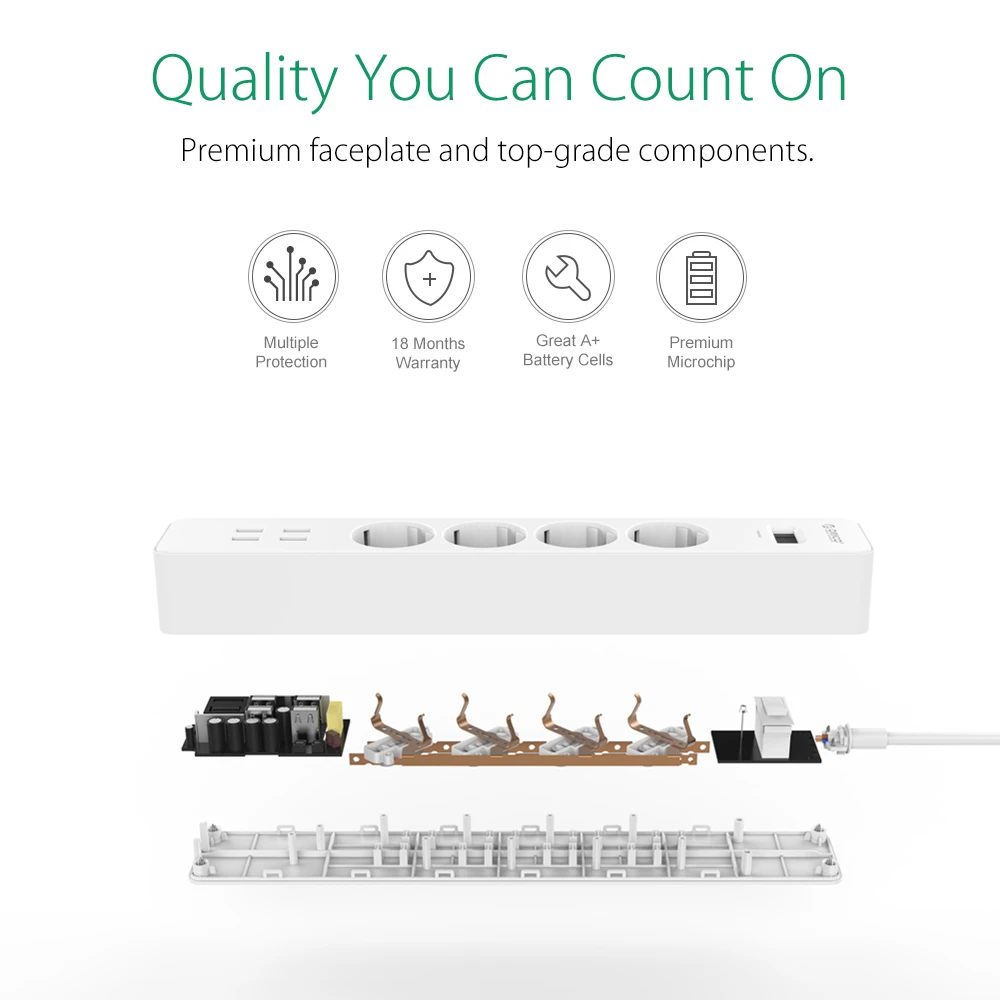 Смарт розетка ORICO штепсельная вилка европейского и британского стандарта 5V2.4A