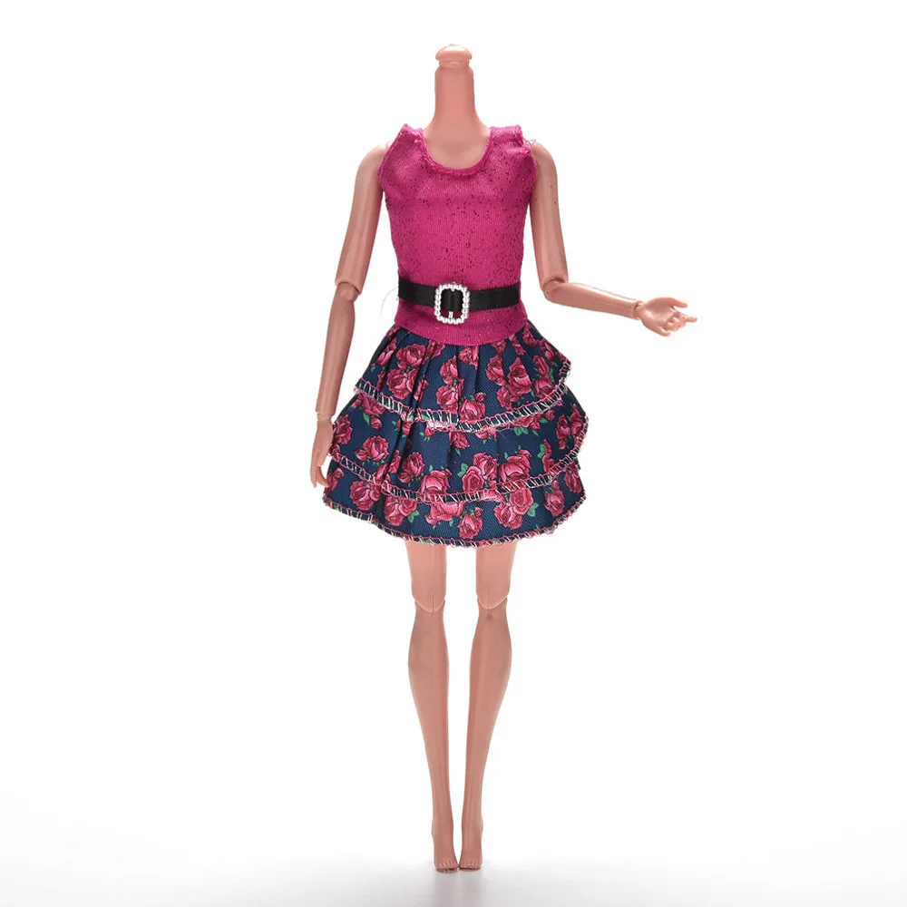 1 шт. летнее платье принцессы с принтом розы для кукол мини на бретельках|dress for