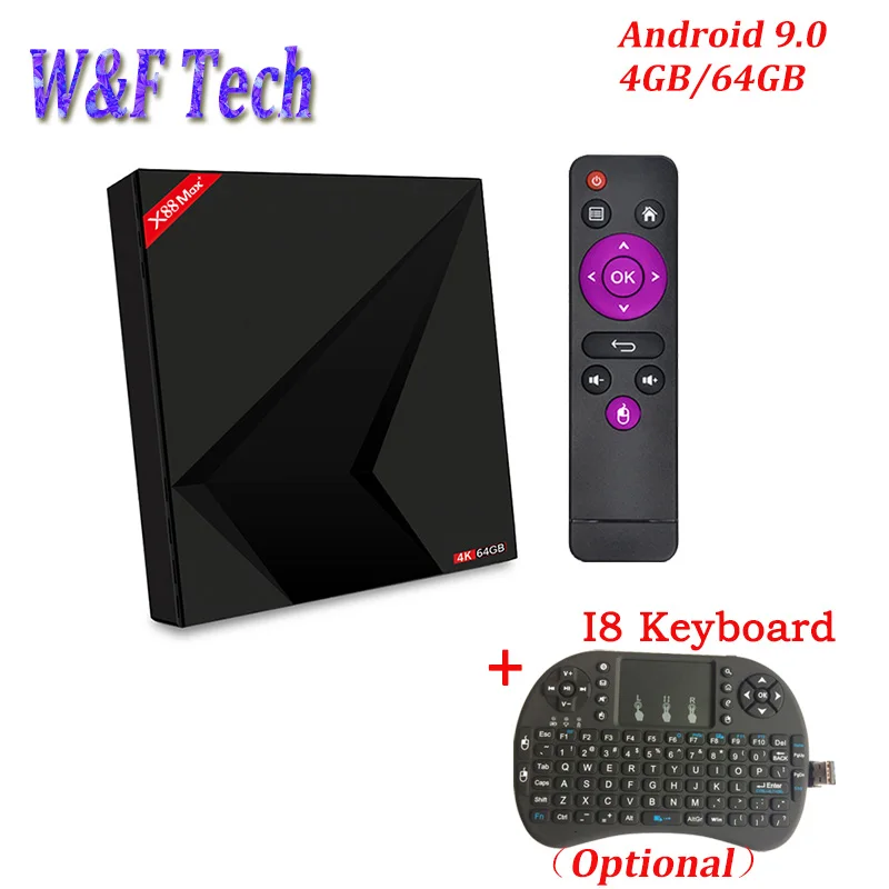 X88 MAX Android 9 0 Смарт ТВ бокс RK3228 4 Гб 64 ГБ медиаплеер Поддержка 2 4G и 5G Wifi BT4.0 USB3.0 H.265 4K