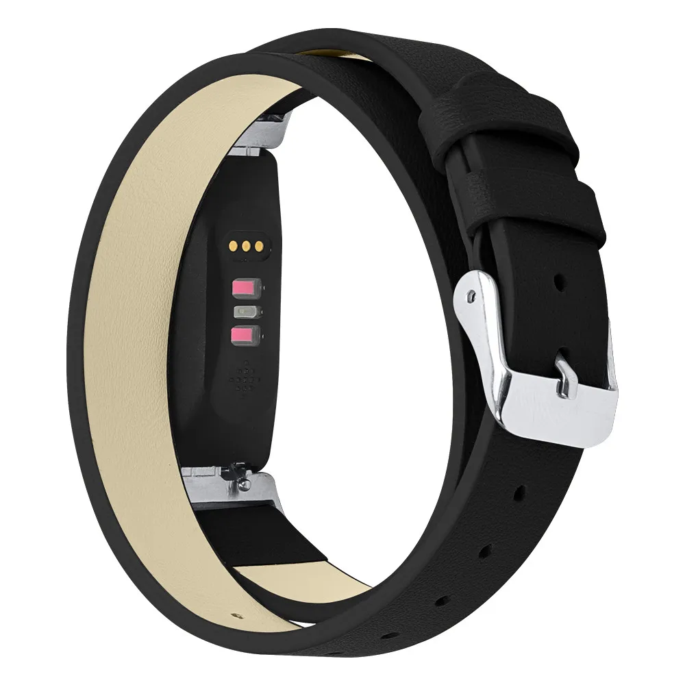 Двойная повязка из натуральной кожи сменный ремешок для Fitbit inspire HR наручный браслет с серебряной пряжкой ремешок для часов