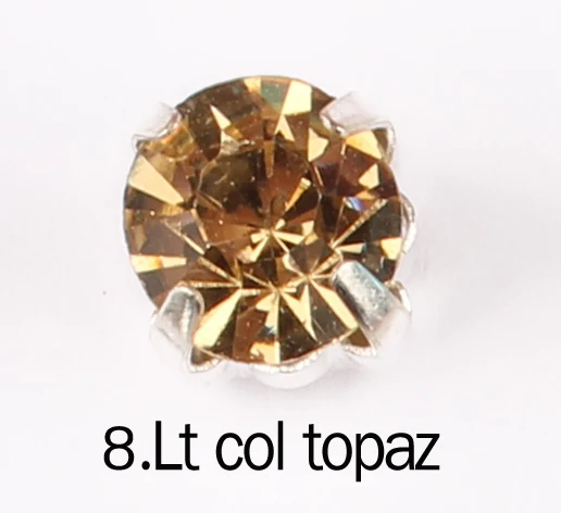 8. Lt col topaz 30 цветов, 4 мм-8 мм, пришивные стразы, серебристые Стразы с кристаллами, для полного платья - Цвет: 8. Lt col topaz