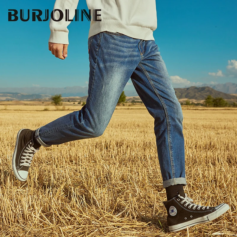 BURJOLINE мужские джинсы весна стрейч Slim-fit джинсы брюки студенческие повседневные брюки B9204