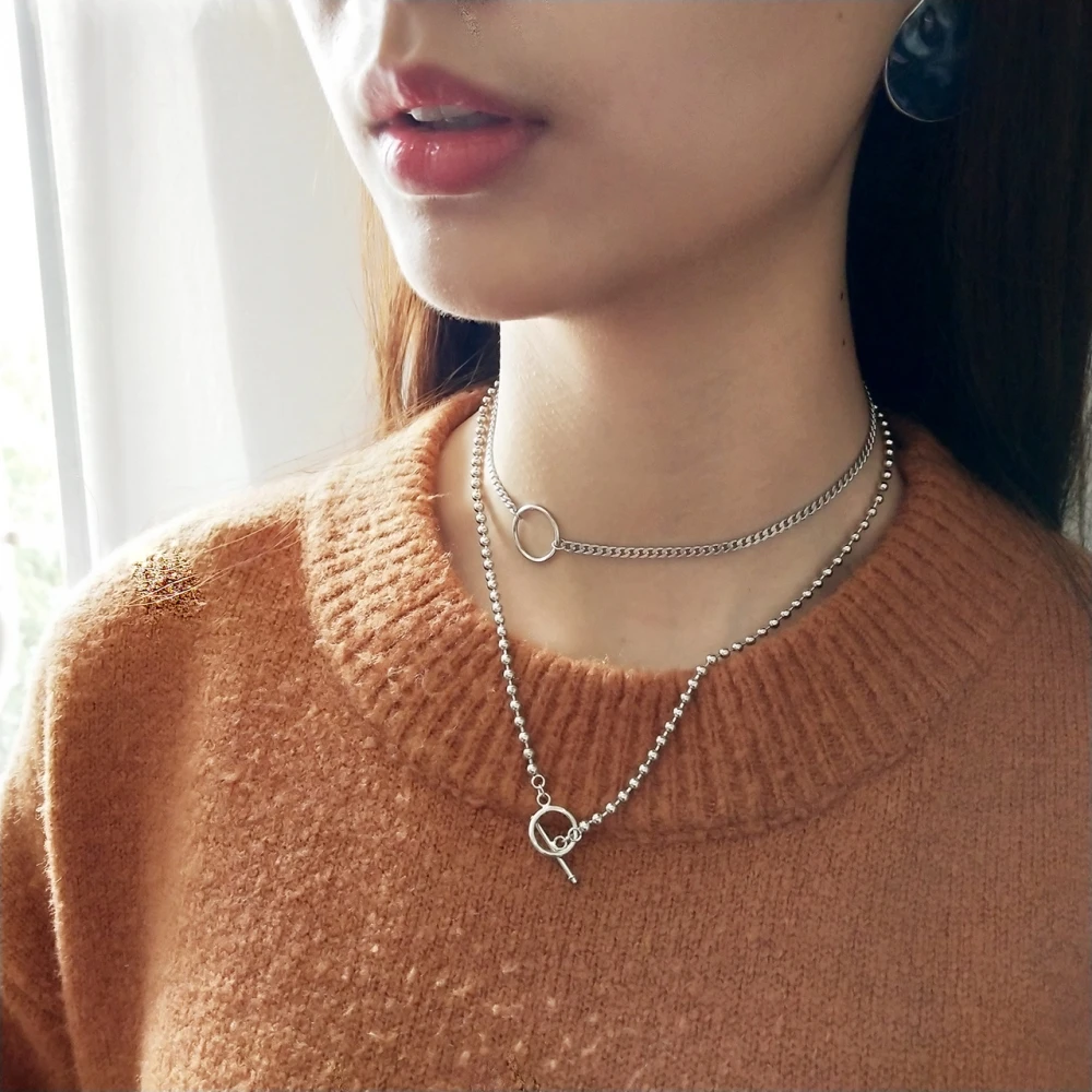 Ожерелье из стерлингового серебра S925 пробы с шариком и цепочкой для женщин, аксессуары для ювелирных изделий