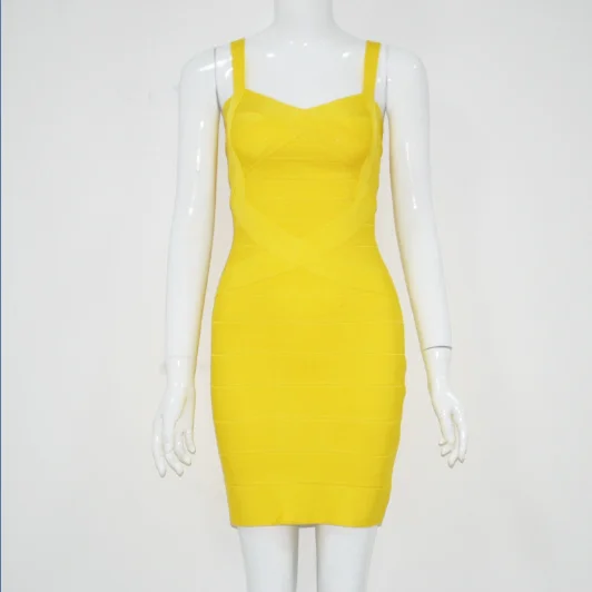 Must Have! Пикантные милые мини Спагетти ремень Bodycon клуб партия Лето бинты знаменитости Для женщин Платья для женщин Femme Vestidos - Цвет: Цвет: желтый