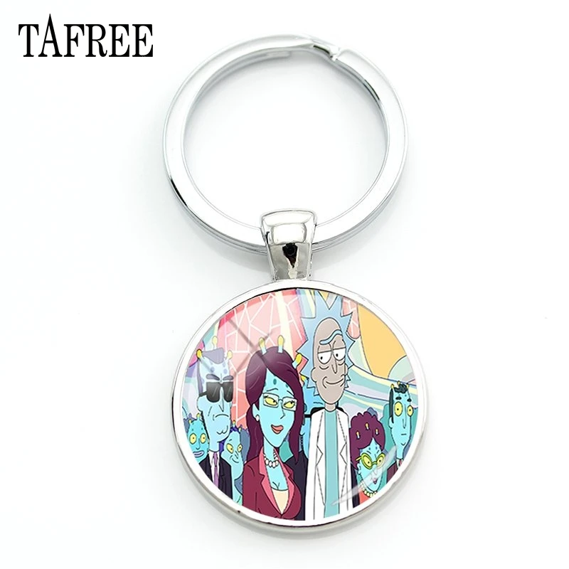 TAFREE Рик и Морти модный брелок художественное изображение стеклянный купол ключи цепочки ключи кольца Подарки для автомобильных ключей ручной работы мужские ювелирные изделия QF454 - Цвет: QF456
