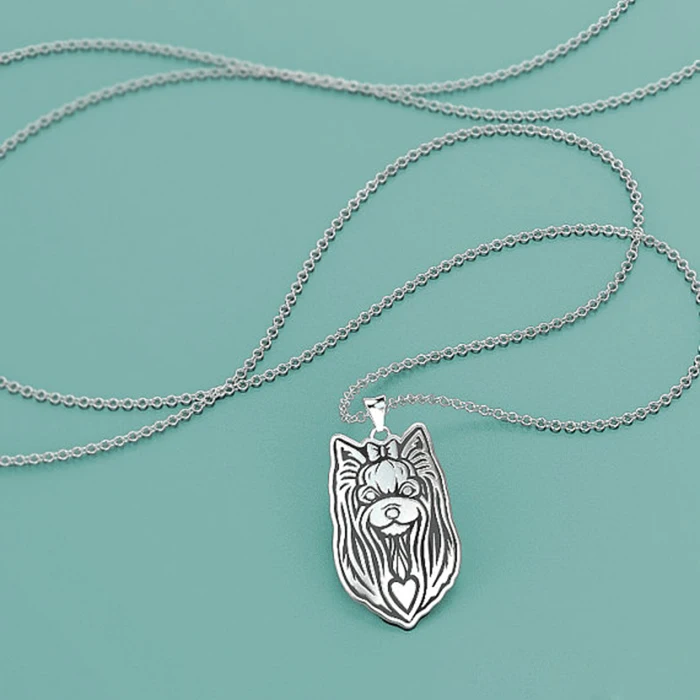 Ромашки женский Посеребренная йоркширского терьера ожерелье с подвеской