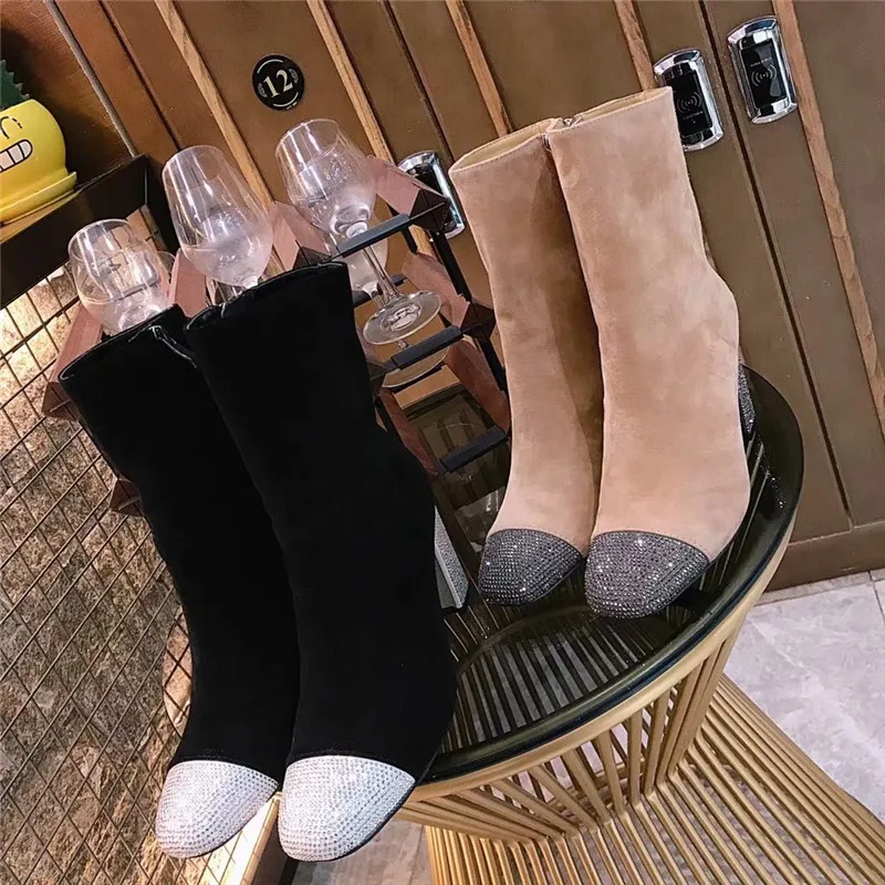 Новинка Детские замшевые ботильоны со стразами женские короткие ботинки на не