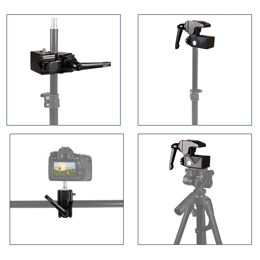 Большой зажим MINIFOCUS Многофункциональный прочный с винтовым отверстием 1/4 и 3/8