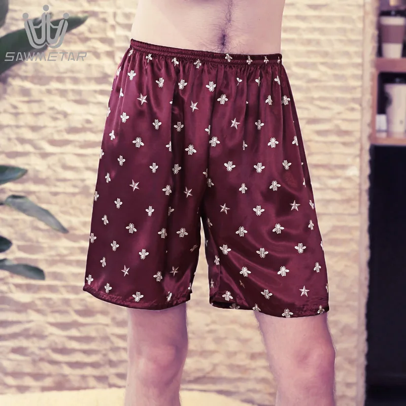 Мужская пижама Hombre атласные шорты шелковые пижамы повседневные свободные трусы